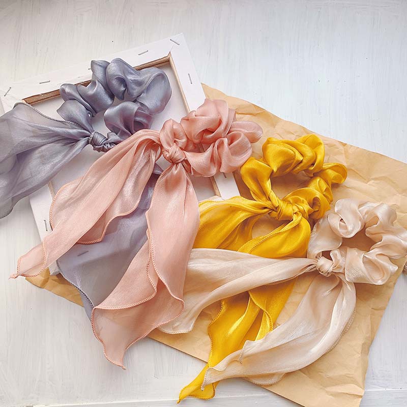 Autumn and Winter New Ribbon Brushed Satin Hair Ring Korean Style Adults' Hair Rope Mori Girl Boutique Silk Large Intestine Ring Hair Accessories