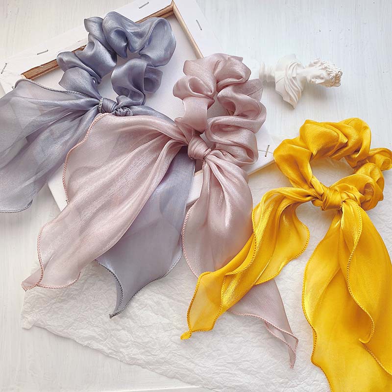 Autumn and Winter New Ribbon Brushed Satin Hair Ring Korean Style Adults' Hair Rope Mori Girl Boutique Silk Large Intestine Ring Hair Accessories