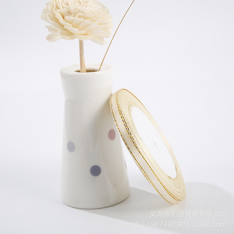 Spot Golden Edge Ribbon Wholesale Golden Edge Polyester Satin Ribbon Ribbons
