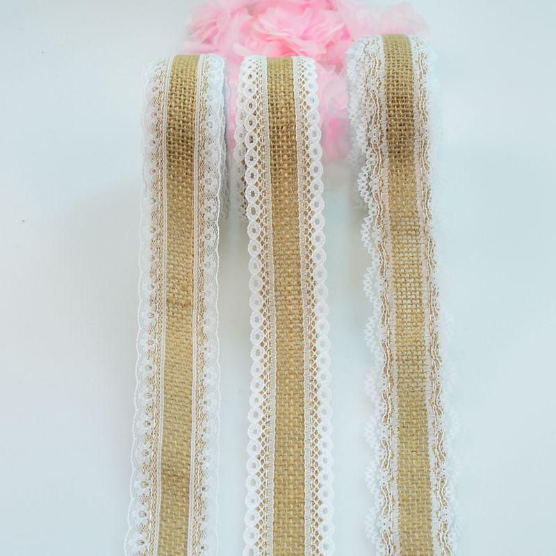 Lace Linen Volume Factory Direct Sales DIY Handmade Christmas Wedding Craft Lace Roll Two Sides Lace Ribbon Burlap Roll