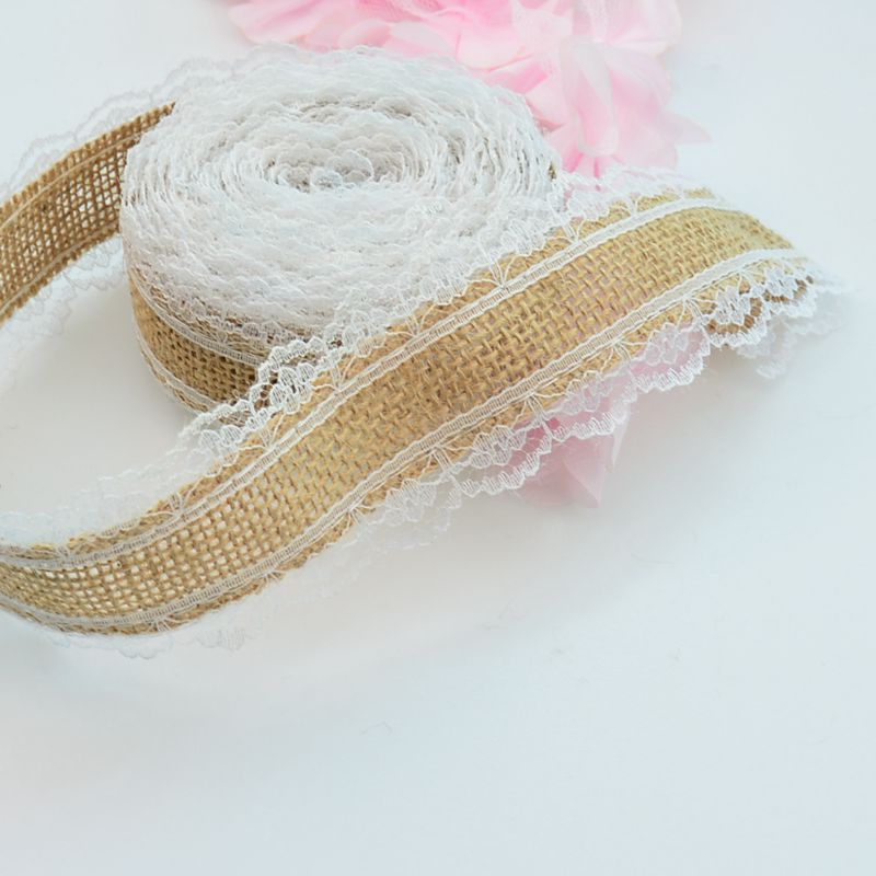 Lace Linen Volume Factory Direct Sales DIY Handmade Christmas Wedding Craft Lace Roll Two Sides Lace Ribbon Burlap Roll