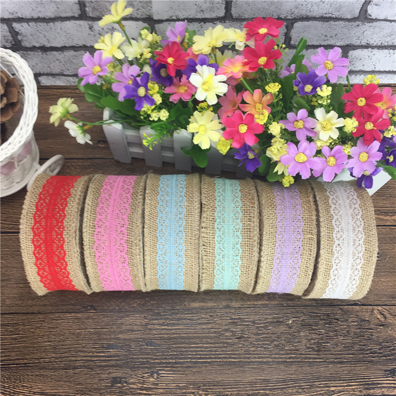 Lace Linen Volume Sales DIY Handmade Christmas Crafts Burlap Roll Lace Linen Roll Color Lace Linen Colored Hemp Rope