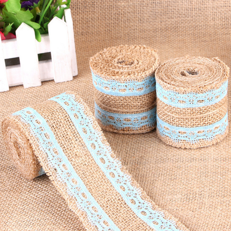 Lace Linen Volume Supply Handmade DIY Lace Hemp Roll Color Burlap Roll Lace Christmas Wedding Lace Roll Hemp
