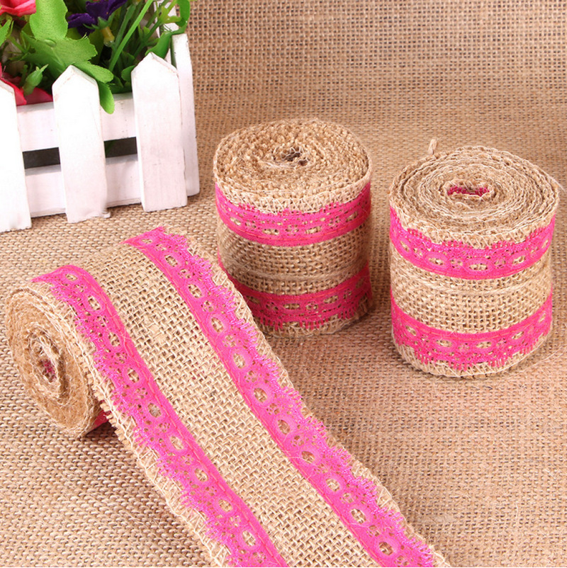 Lace Linen Volume Supply Handmade DIY Lace Hemp Roll Color Burlap Roll Lace Christmas Wedding Lace Roll Hemp