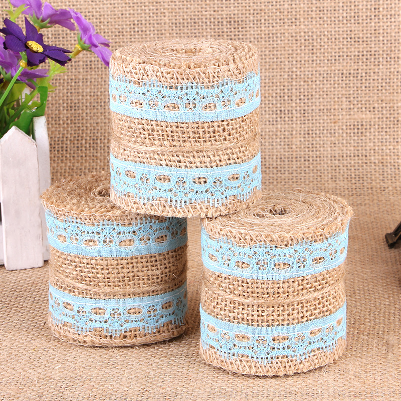 Lace Linen Volume Supply Handmade DIY Lace Hemp Roll Color Burlap Roll Lace Christmas Wedding Lace Roll Hemp