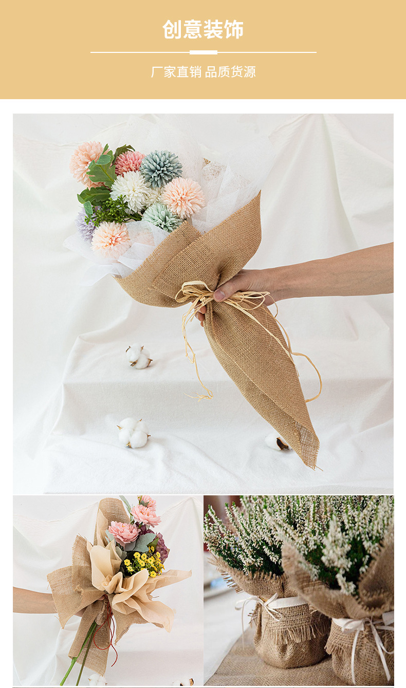 Pure Color Linen Rolls DIY Handmade Christmas Wedding Craft Linen Strip Natural Jute Roll Table Lace Linen Volume