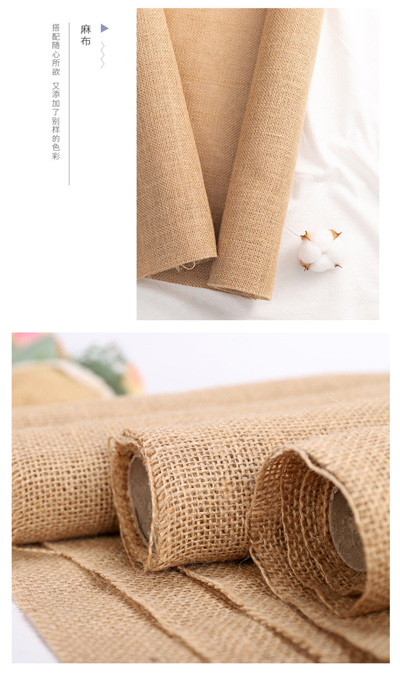 Pure Color Linen Rolls DIY Handmade Christmas Wedding Craft Linen Strip Natural Jute Roll Table Lace Linen Volume