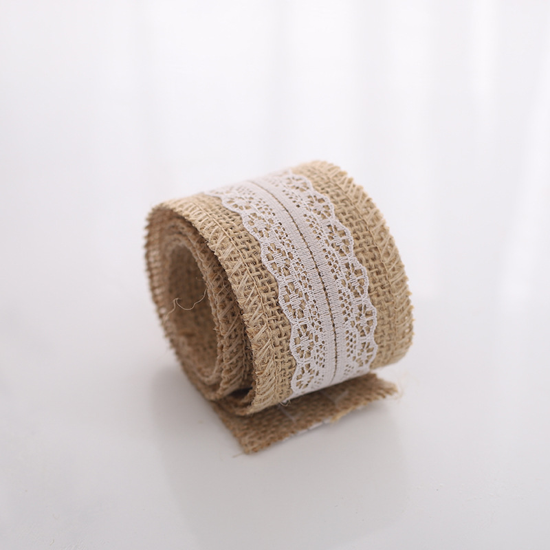 Manqi DIY Decorative Material Lace Burlap Roll Linen Lace Rope Ribbon Gift  Lace Linen Volume