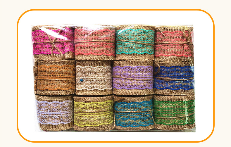 Colorful Lace Burlap Roll Kindergarten Decorative Materials by Hand Monochrome Lace Yellow  Lace Linen Volume