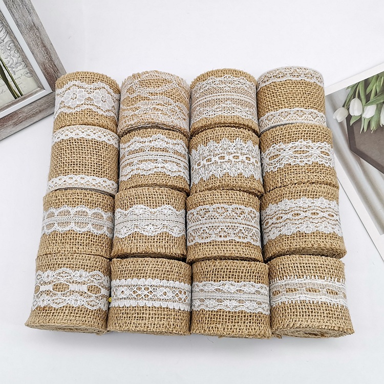 Kindergarten DIY Handmade Christmas Crafts Burlap Roll Lace Burlap Roll Lace Linen Cross-Border Supply Linen Volume