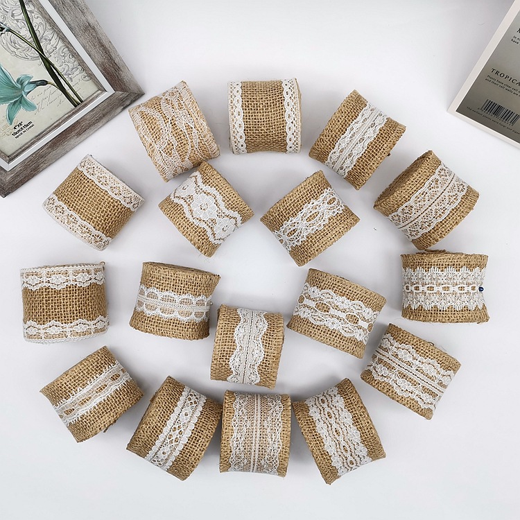 Kindergarten DIY Handmade Christmas Crafts Burlap Roll Lace Burlap Roll Lace Linen Cross-Border Supply Linen Volume