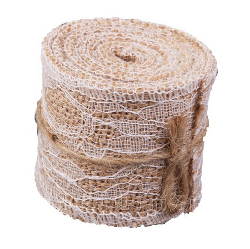 Lace Linen Volume Factory Direct Sales 50mm Craft Burlap Roll Lace Twine Lace Linen Full Lace Burlap Roll