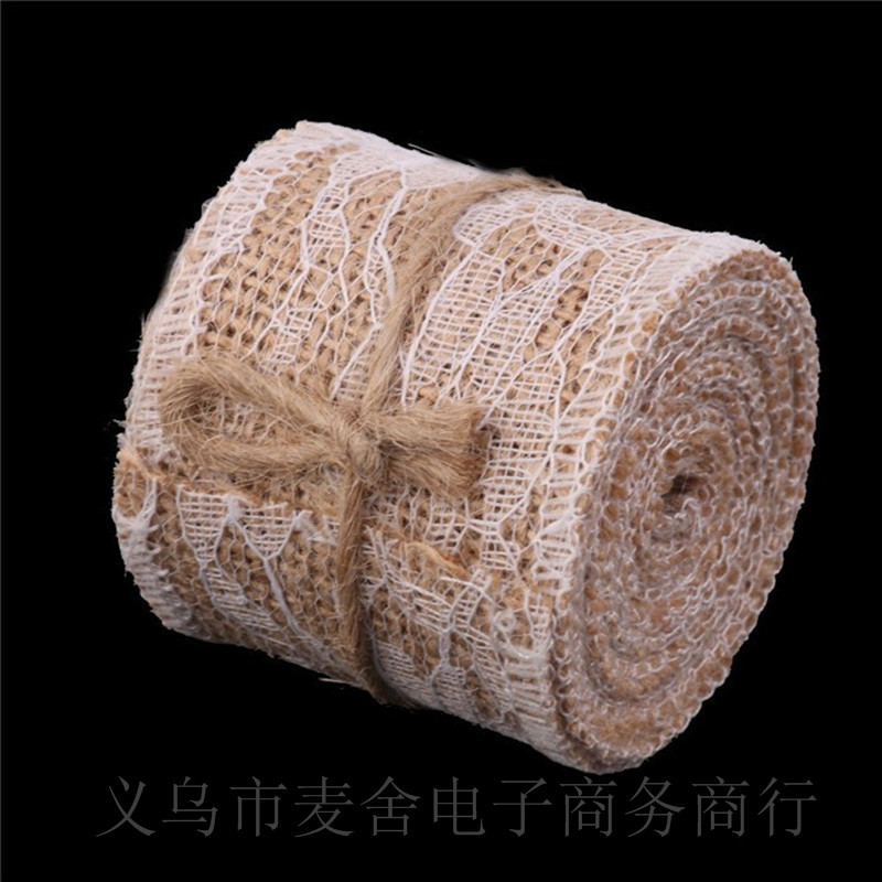 Lace Linen Volume Factory Direct Sales 50mm Craft Burlap Roll Lace Twine Lace Linen Full Lace Burlap Roll