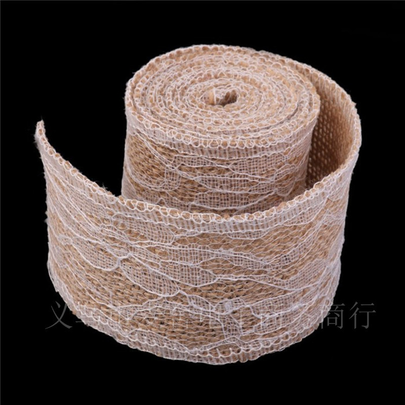 Lace Linen Volume Factory Direct Sales 50mm Craft Burlap Roll Lace Twine Lace Linen Full Lace Burlap Roll