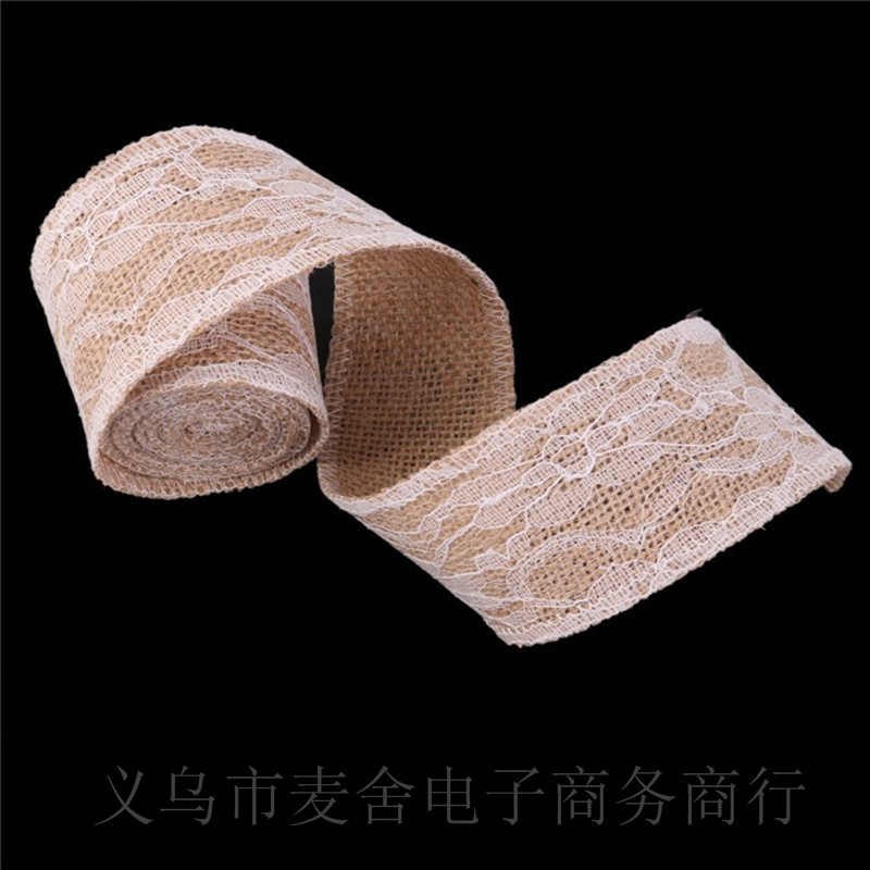 Lace Linen Volume Factory Direct Sales 50mm Craft Burlap Roll Lace Twine Lace Linen Full Lace Burlap Roll