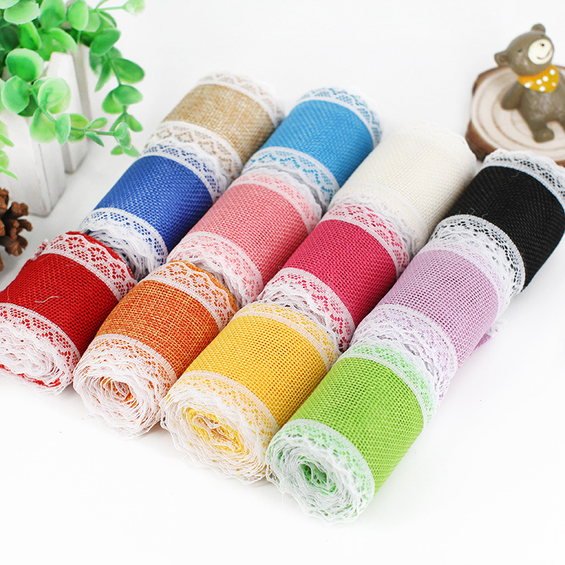 Burlap Roll Lace DIY Handmade Kindergarten Christmas Crafts Burlap Roll Lace Linen Volume