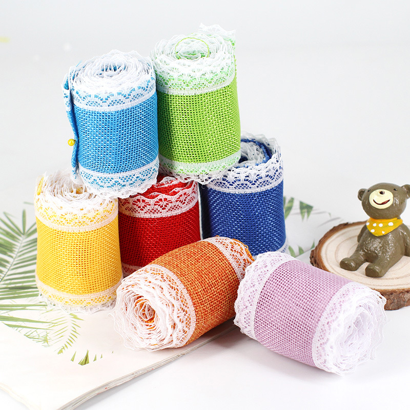Burlap Roll Lace DIY Handmade Kindergarten Christmas Crafts Burlap Roll Lace Linen Volume