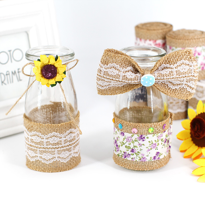 Burlap Roll Lace DIY Handmade Kindergarten Christmas Crafts Burlap Roll Lace Linen Volume