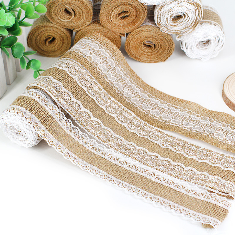 Burlap Roll Lace DIY Handmade Kindergarten Christmas Crafts Burlap Roll Lace Linen Volume