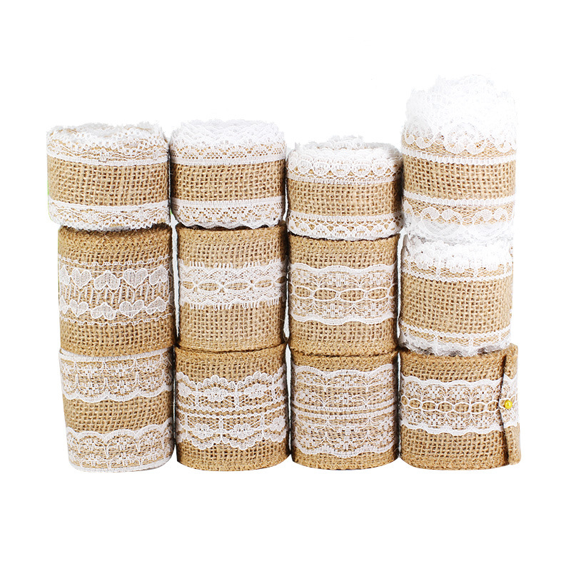 Burlap Roll Lace DIY Handmade Kindergarten Christmas Crafts Burlap Roll Lace Linen Volume
