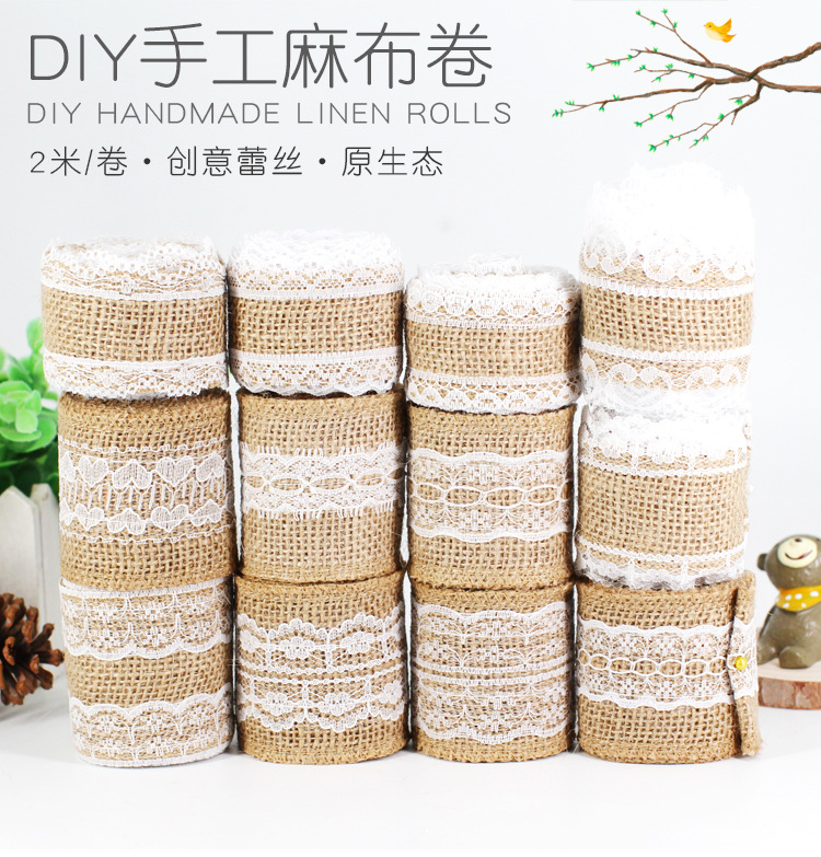 Burlap Roll Lace DIY Handmade Kindergarten Christmas Crafts Burlap Roll Lace Linen Volume Burlap Roll Lace DIY Handmade Kindergarten Christmas Crafts Burlap Roll Lace Linen Volume