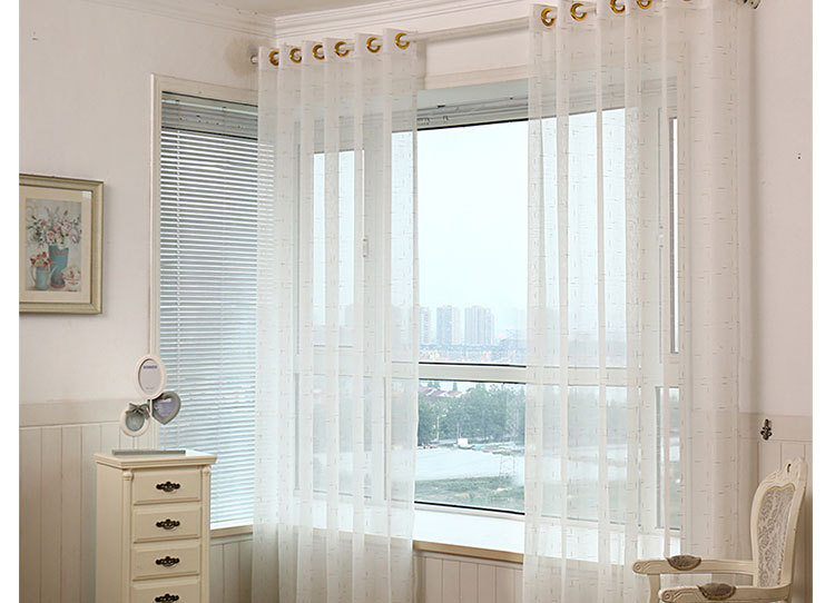 White Yarn Sunshade Customized Living Room Curtain Finished Window Screen Linen Mesh Lace Linen Volume