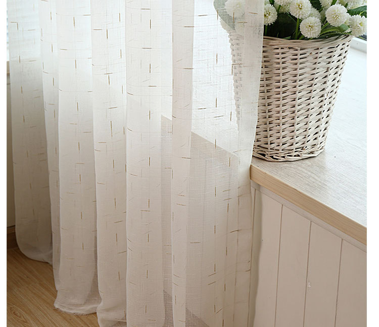 White Yarn Sunshade Customized Living Room Curtain Finished Window Screen Linen Mesh Lace Linen Volume
