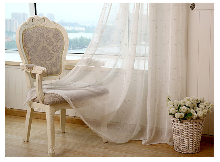 White Yarn Sunshade Customized Living Room Curtain Finished Window Screen Linen Mesh Lace Linen Volume