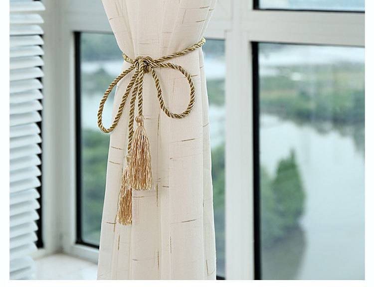 White Yarn Sunshade Customized Living Room Curtain Finished Window Screen Linen Mesh Lace Linen Volume