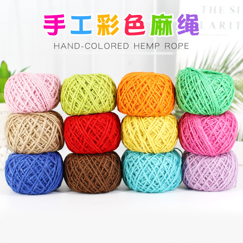 Colored Hemp Rope Package 12 Colors Handmade Braided Rope Children Kindergarten DIY Lace Linen Volume