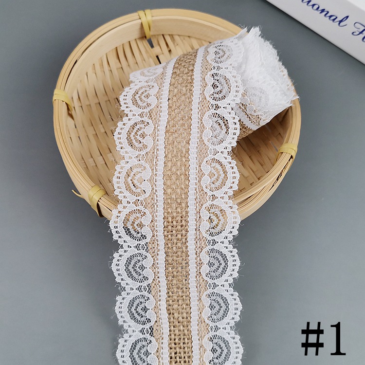 Lace Linen Volume Factory Supply DIY Handmade Christmas Wedding Craft Lace Roll Two Sides Lace Ribbon Burlap Roll