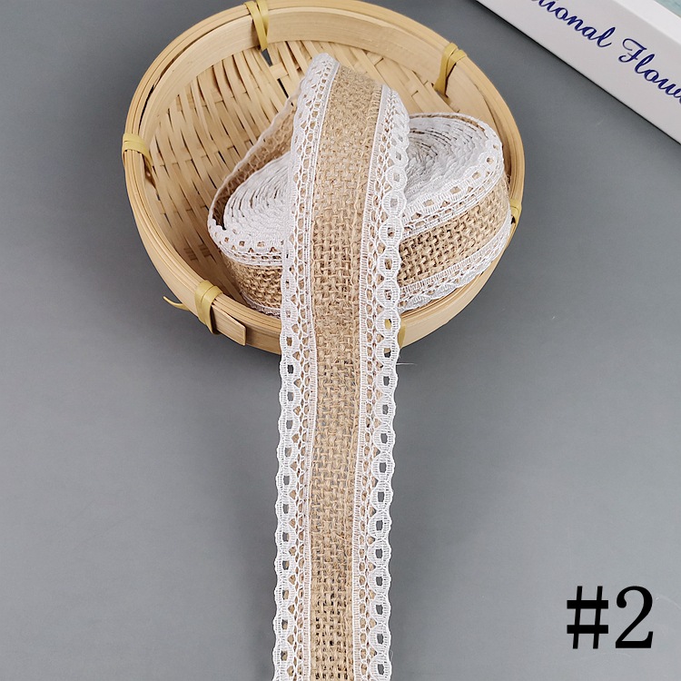 Lace Linen Volume Factory Supply DIY Handmade Christmas Wedding Craft Lace Roll Two Sides Lace Ribbon Burlap Roll