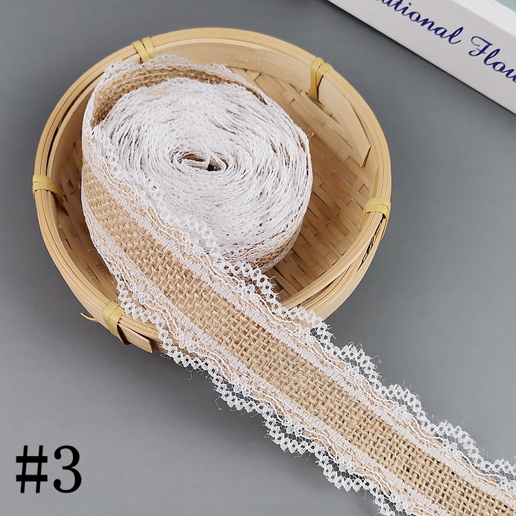 Lace Linen Volume Factory Supply DIY Handmade Christmas Wedding Craft Lace Roll Two Sides Lace Ribbon Burlap Roll