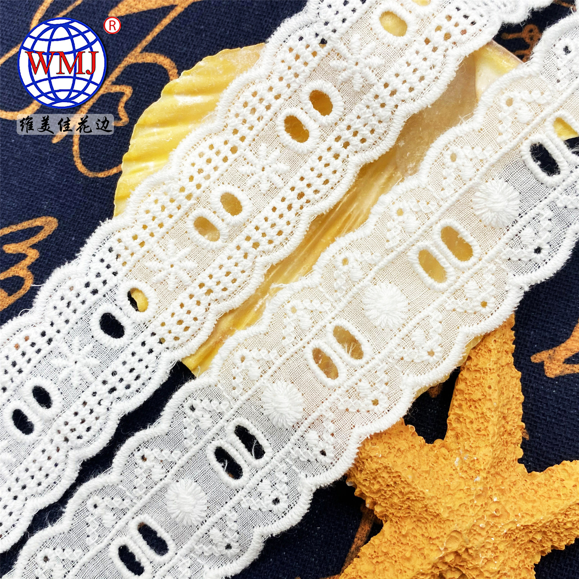 Weimeijia High Quality Wear Ribbon Lace 2cm White Water Soluble Lace Hollow out Pure Lace Linen Volume