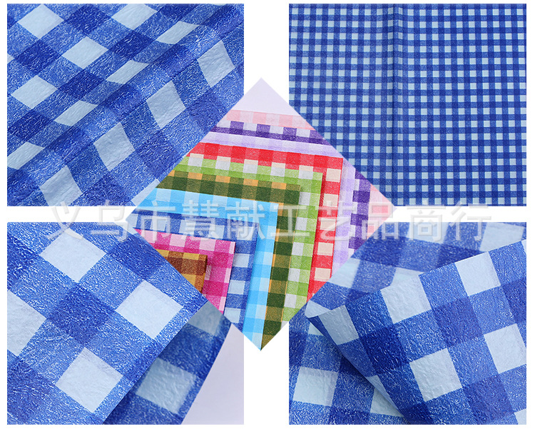 Factory direct selling flower wrapping paper origami Rose making large checkered print hand kneading paper
