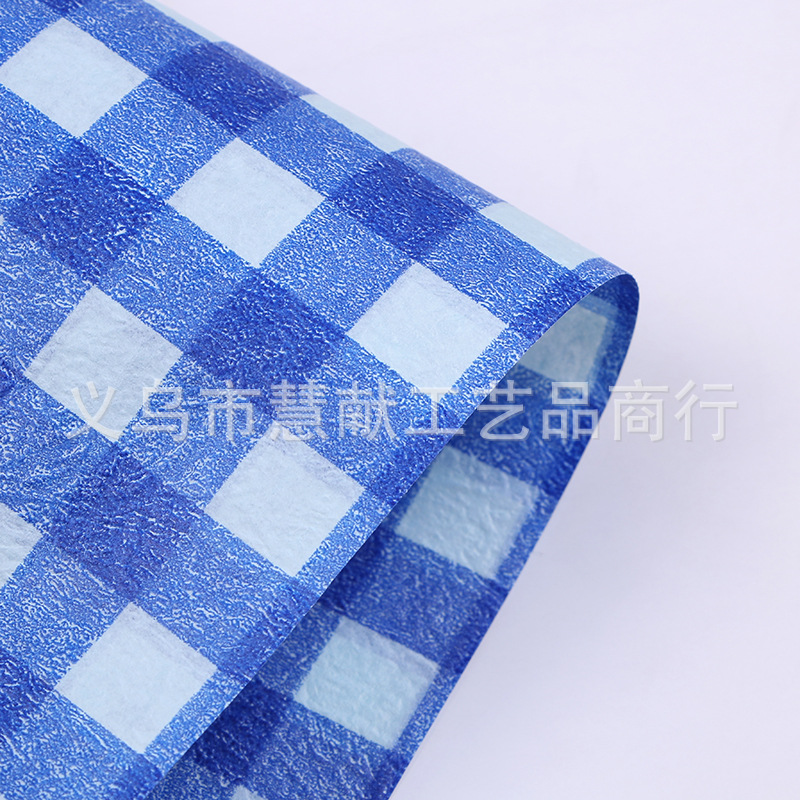 Factory direct selling flower wrapping paper origami Rose making large checkered print hand kneading paper