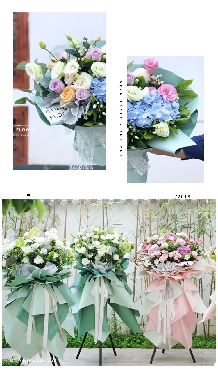  60CM*10M high quantity Korean style two sides 2 tone colors waterproof bouquet flower wrapping rolling paper