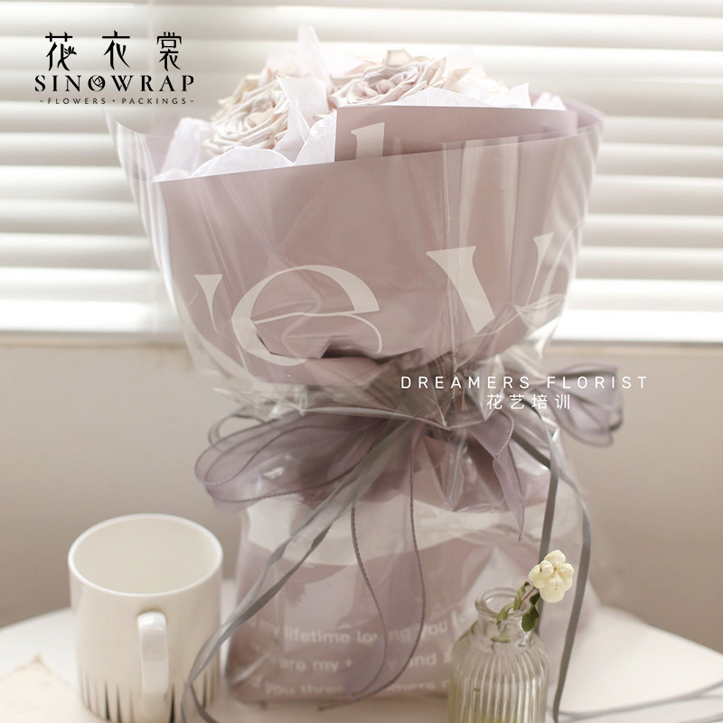 Flower Dress New Valentine&#039;s Day English Wrapping Paper Flowers Bouquet Packaging Materials Ouya Waterproof Paper Gift