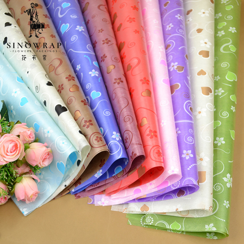 Factory direct new waterproof plastic wrapping paper the cartoon nosegay of flowers heart love LOU-LAN paper