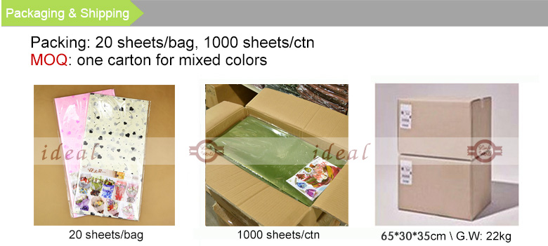 Factory direct new waterproof plastic wrapping paper the cartoon nosegay of flowers heart love LOU-LAN paper