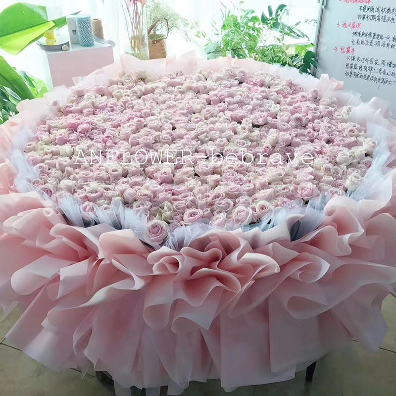 Korean New Flowers Wrapping Paper Korean Plain Paper Solid Color Printed Cellophane Plastic Waterproof Dacal Paper Flower Shop Supplies Wholesale