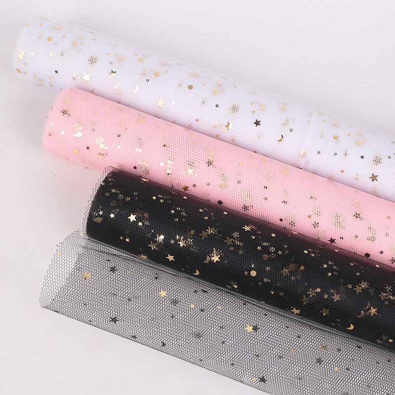 Material Mesh  Wrapping Paper Korean Fashion Flowers Voile Gilding Starry Sky Yarn Bouquet Dacal Paper Decorative Mesh