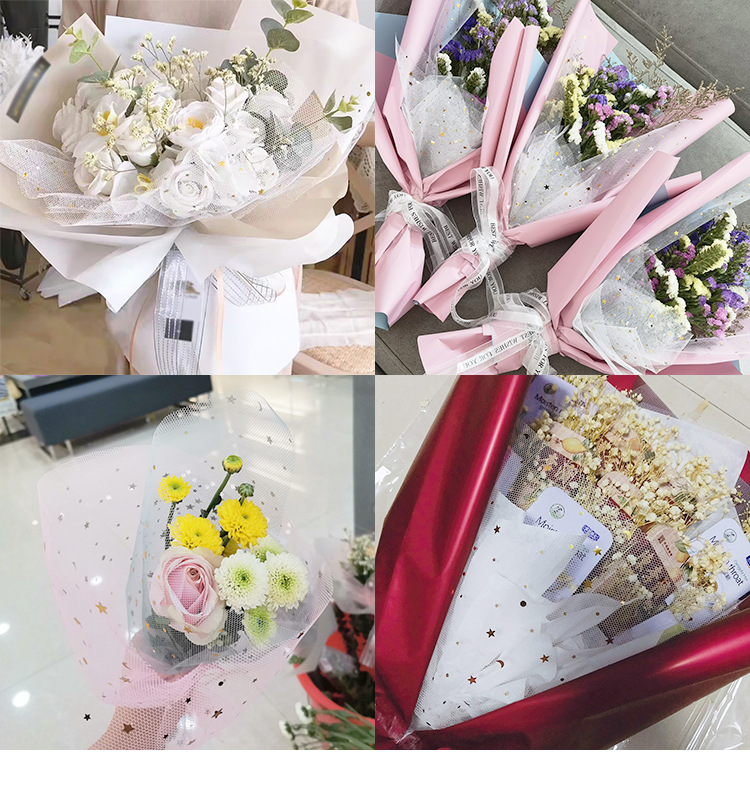 Material Mesh  Wrapping Paper Korean Fashion Flowers Voile Gilding Starry Sky Yarn Bouquet Dacal Paper Decorative Mesh
