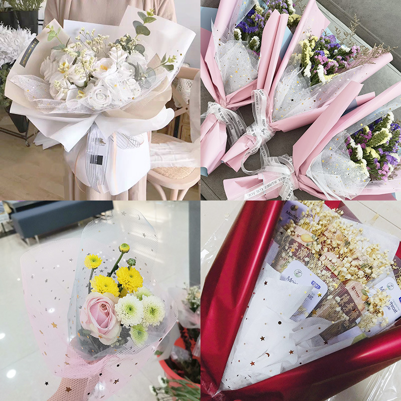 Material Mesh  Wrapping Paper Korean Fashion Flowers Voile Gilding Starry Sky Yarn Bouquet Dacal Paper Decorative Mesh