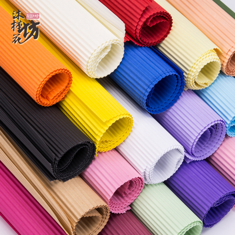 Flowers Wrapping Paper Double Color Paper DIY Bouquet Dacal Paper Material Monochrome Corrugated Paper Whole 20 Sheets