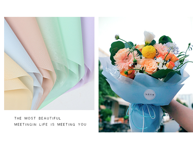 Wrapping Paper Flower Shop Bouquet Wrapping Paper Solid Color Printed Cellophane Translucent Waterproof Paper 20 Sheets