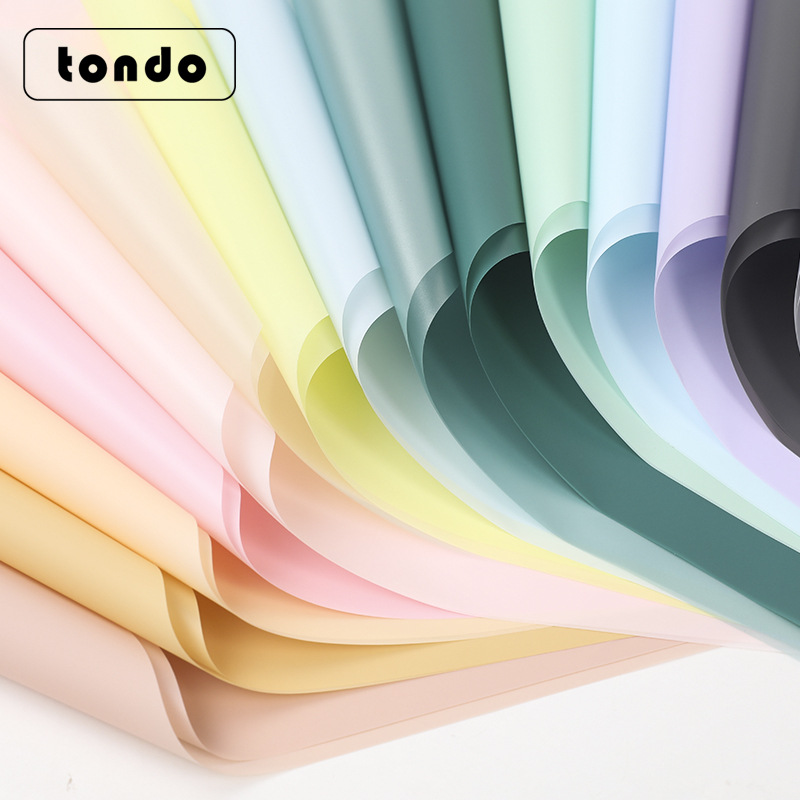 Wrapping Paper Flower Shop Bouquet Wrapping Paper Solid Color Printed Cellophane Translucent Waterproof Paper 20 Sheets