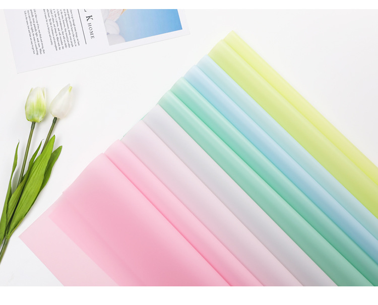 Wrapping Paper Flower Shop Bouquet Wrapping Paper Solid Color Printed Cellophane Translucent Waterproof Paper 20 Sheets