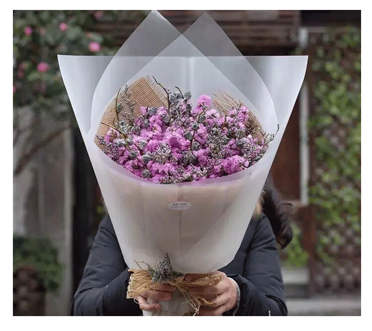 Wrapping Paper Flower Shop Bouquet Wrapping Paper Solid Color Printed Cellophane Translucent Waterproof Paper 20 Sheets