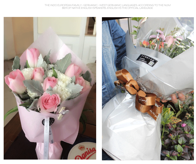 Wrapping Paper Flower Shop Bouquet Wrapping Paper Solid Color Printed Cellophane Translucent Waterproof Paper 20 Sheets